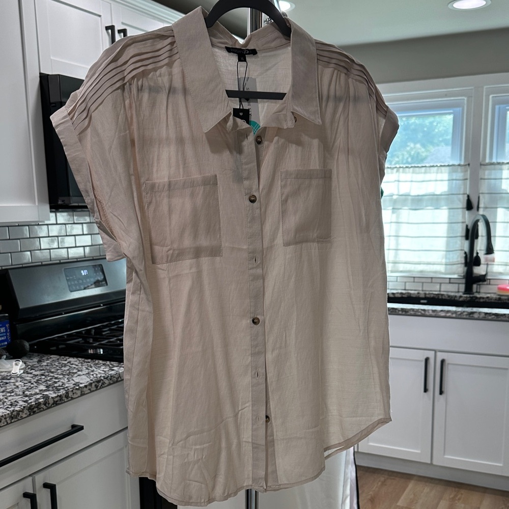 Papermoon Light Tan Button-Down Shirt